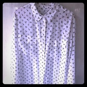 Equipment Signature Silk Blouse Instruments Motif